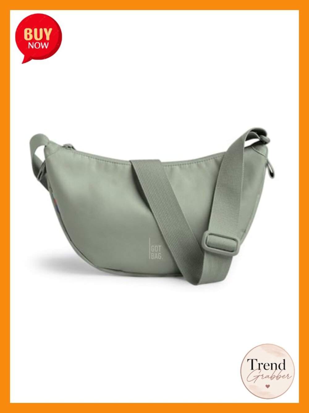 Water-Resistant Crossbody Shoulder Bag Recycled Vegan Half-Moon